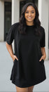 Essential Tee Dress With Pockets - Black